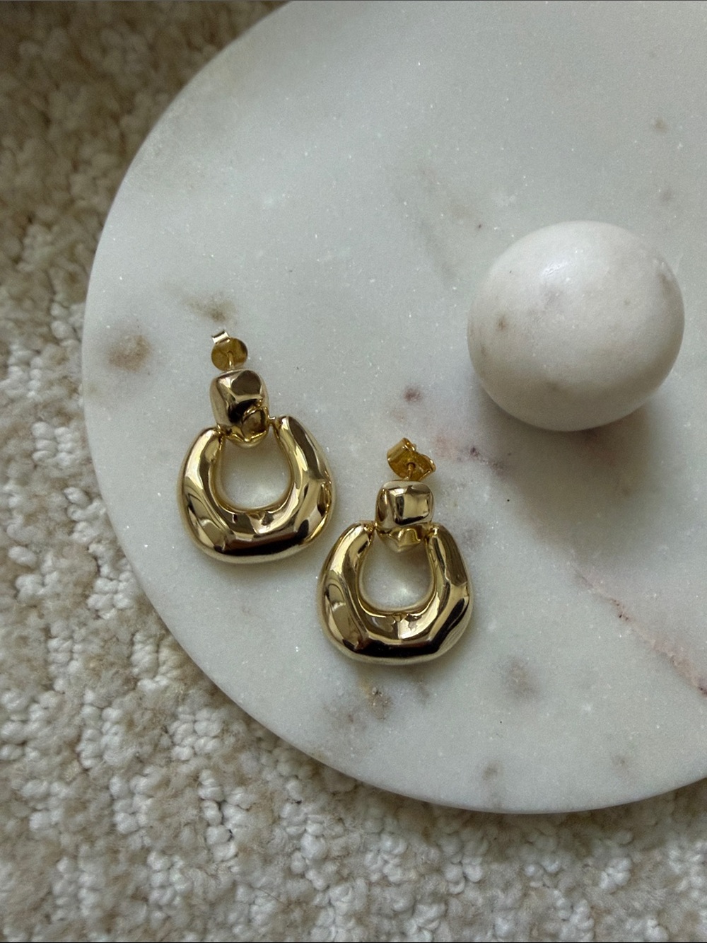 Polished Gold Sculptural Drop Earrings for Women